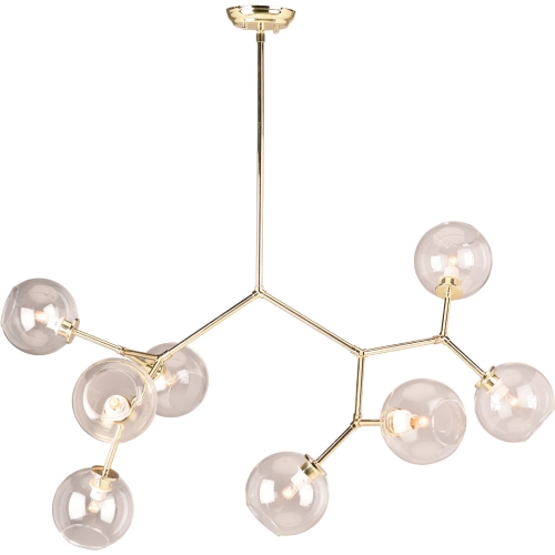 Atom 8 Pendant Light in Polished Gold Iron w/ Clear Glass